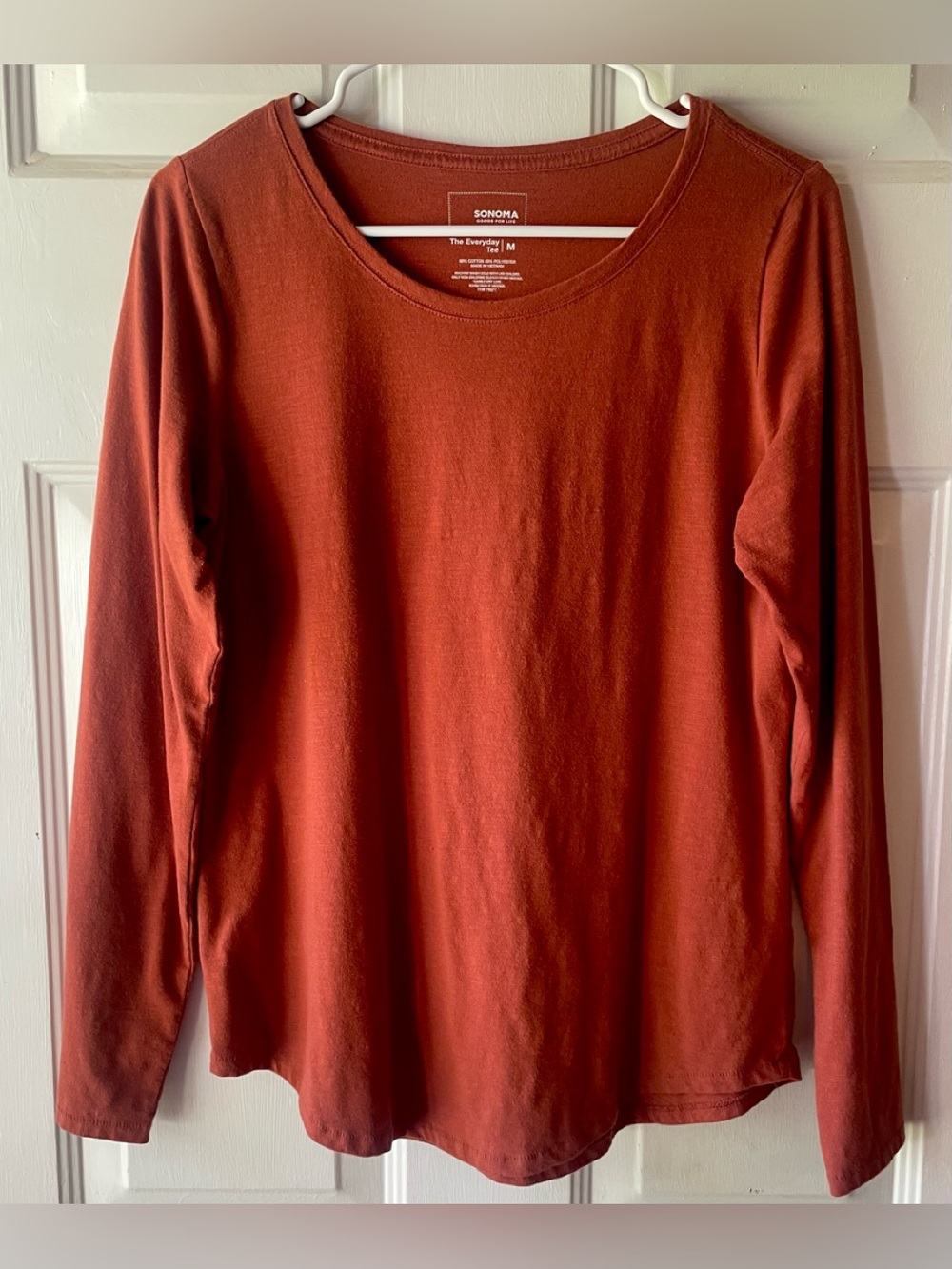 Sonoma Rust Brown Cotton Blend Long Sleeve Everyday Tee Shirt Medium Fall Autumn
